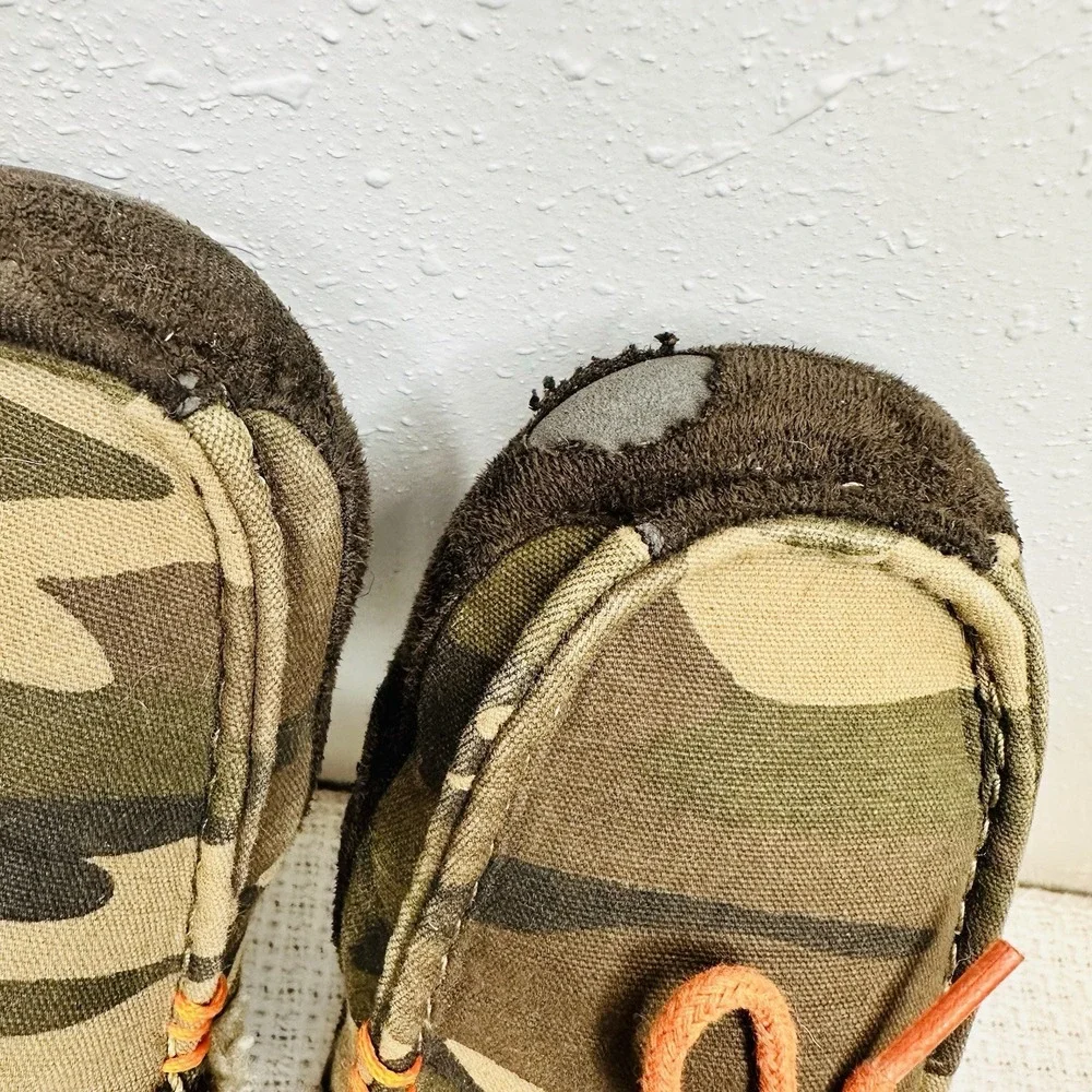 Kids Camo Slippers Moccasin Green Faux Fur Slippers Youth Soft Cozy Size‎ 4/5